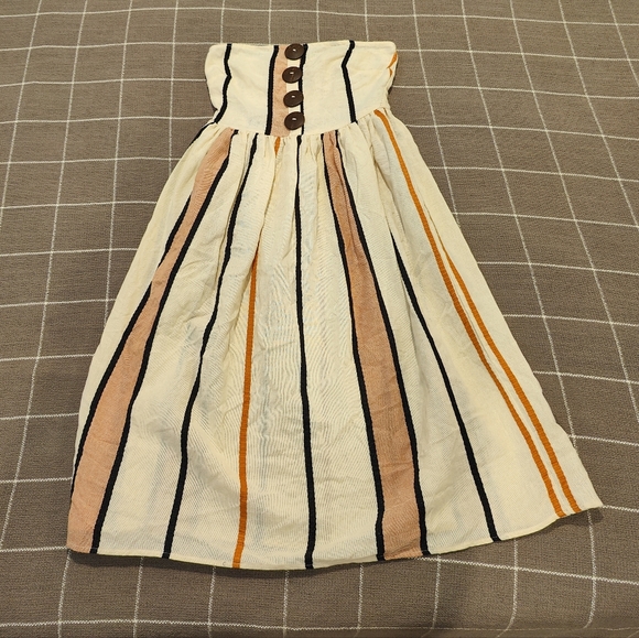 ASOS Bandeau Midi Sun Dress Coconut Buttons - Picture 3 of 11